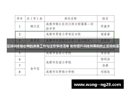 足球训练前必做的准备工作与注意事项清单 助你提升训练效果和防止运动伤害